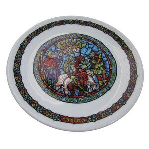 D'arceau Limoges Noel Vitrail Happy News Vintage Numbered Plate France EUC